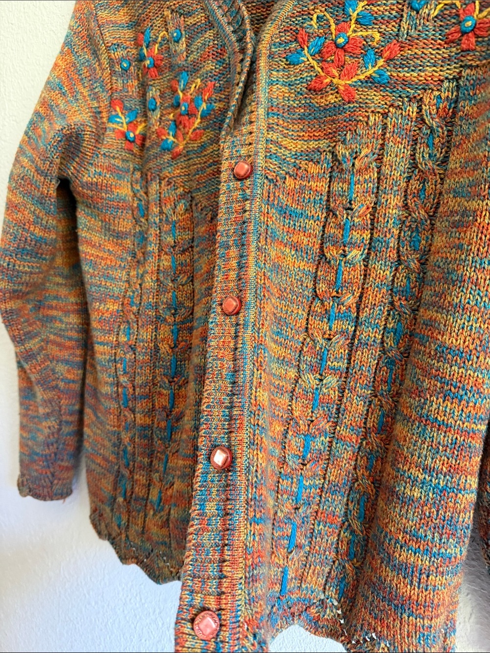 Embroidered Multicolor Knit Cardigan - Picture 2 of 2